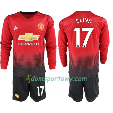 Koszulka Manchester United BLIND 17 Dziecięcy Domowe Koszulki Piłkarskie 2018-2019 Długi Rękaw